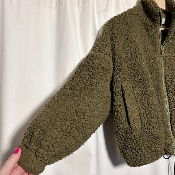 Urban‎ Outfitters Oversized Full Zip Teddy Coat Jacket Sherpa Moss Green Small - Picture 7 of 12